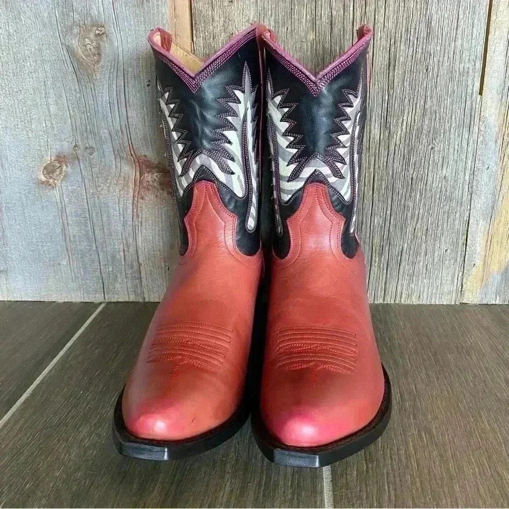 JOHNNY RINGO Red & Black Leather Animal Print Women’s Western Boots Size… - Picture 4 of 12
